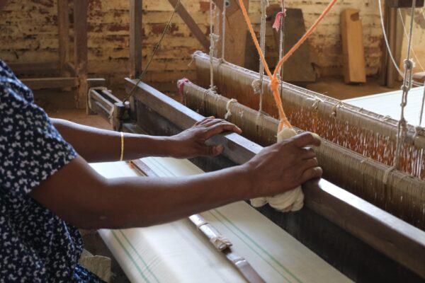Handloom Kasavu Saree with Pink & Yellow Border