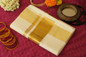 Handloom Kasavu Saree With Golden Border
