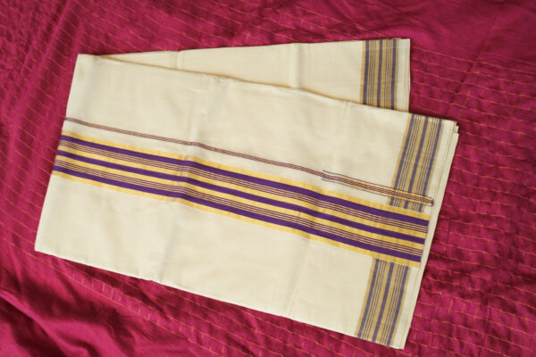 Handloom Saree with Golden & Purple Border