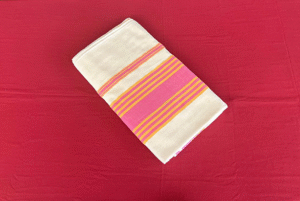 Handloom Kasavu Saree with Pink & Yellow Border