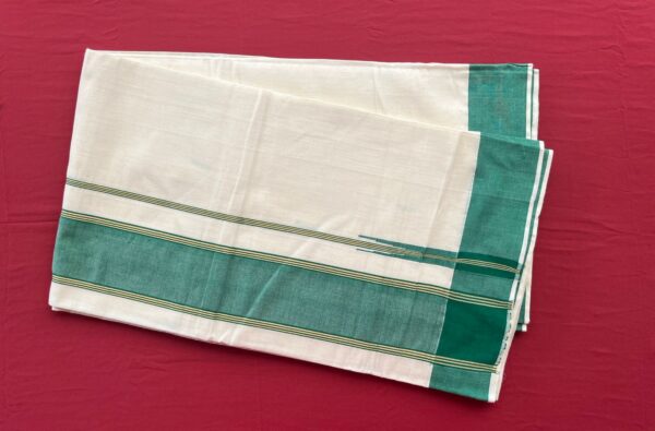 Handloom Kasavu Saree With  Green Border