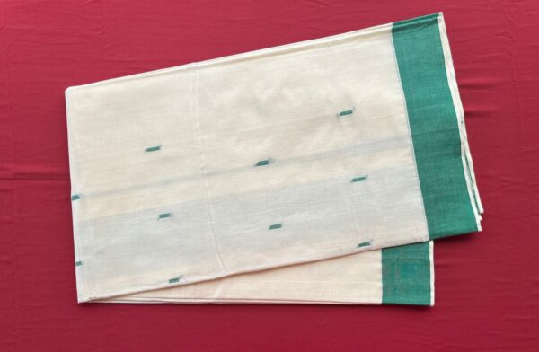 Handloom Kasavu Saree With  Green Border