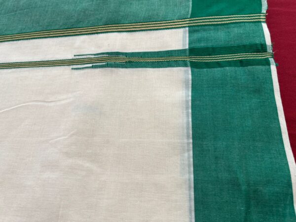 Handloom Kasavu Saree With  Green Border