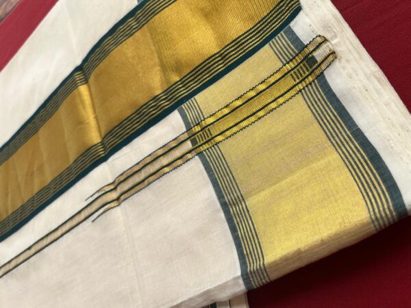Handloom Saree With Green and Golden Border