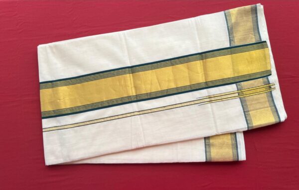 Handloom Saree With Green and Golden Border
