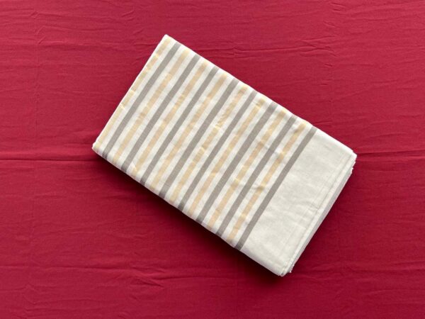 Handloom Saree - Golden and Grey Stripe